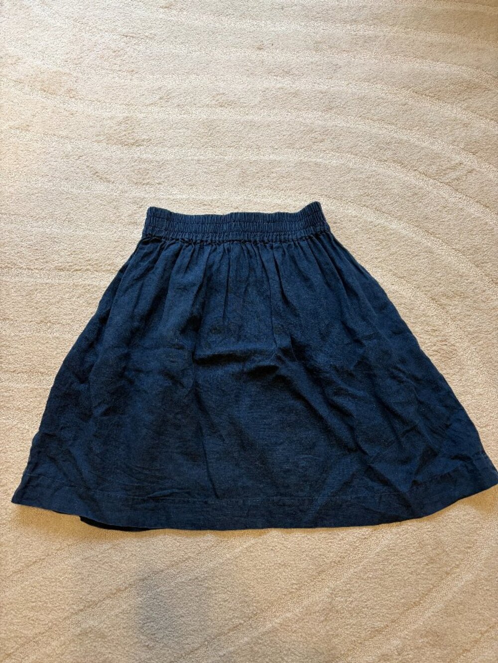 notPERFECTLINEN SION gathered linen skirt in Admiral Blue M/L 23.5 inch long